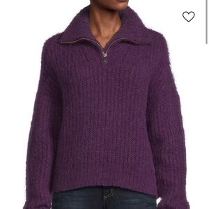 Ba&sh Baltan Violet Zip-Neck Alpaca Jumper